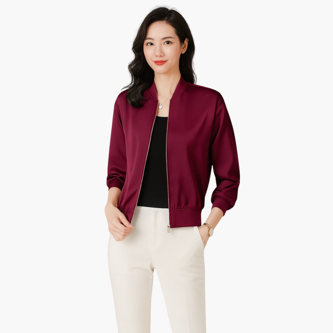 Elarova | Damen-Bomberjacke mit Reißverschluss und geripptem Saum