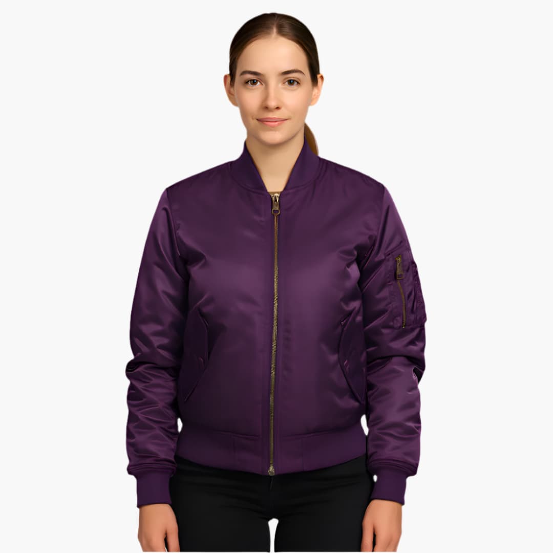 Elarova | Damen-Bomberjacke mit Reißverschluss und geripptem Saum