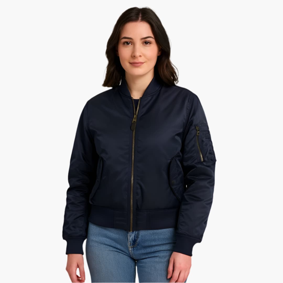 Elarova | Damen-Bomberjacke mit Reißverschluss und geripptem Saum