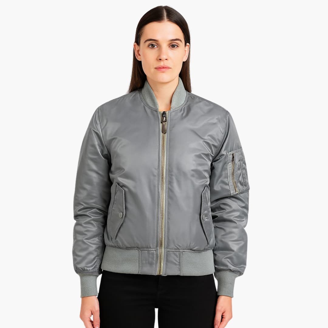 Elarova | Damen-Bomberjacke mit Reißverschluss und geripptem Saum