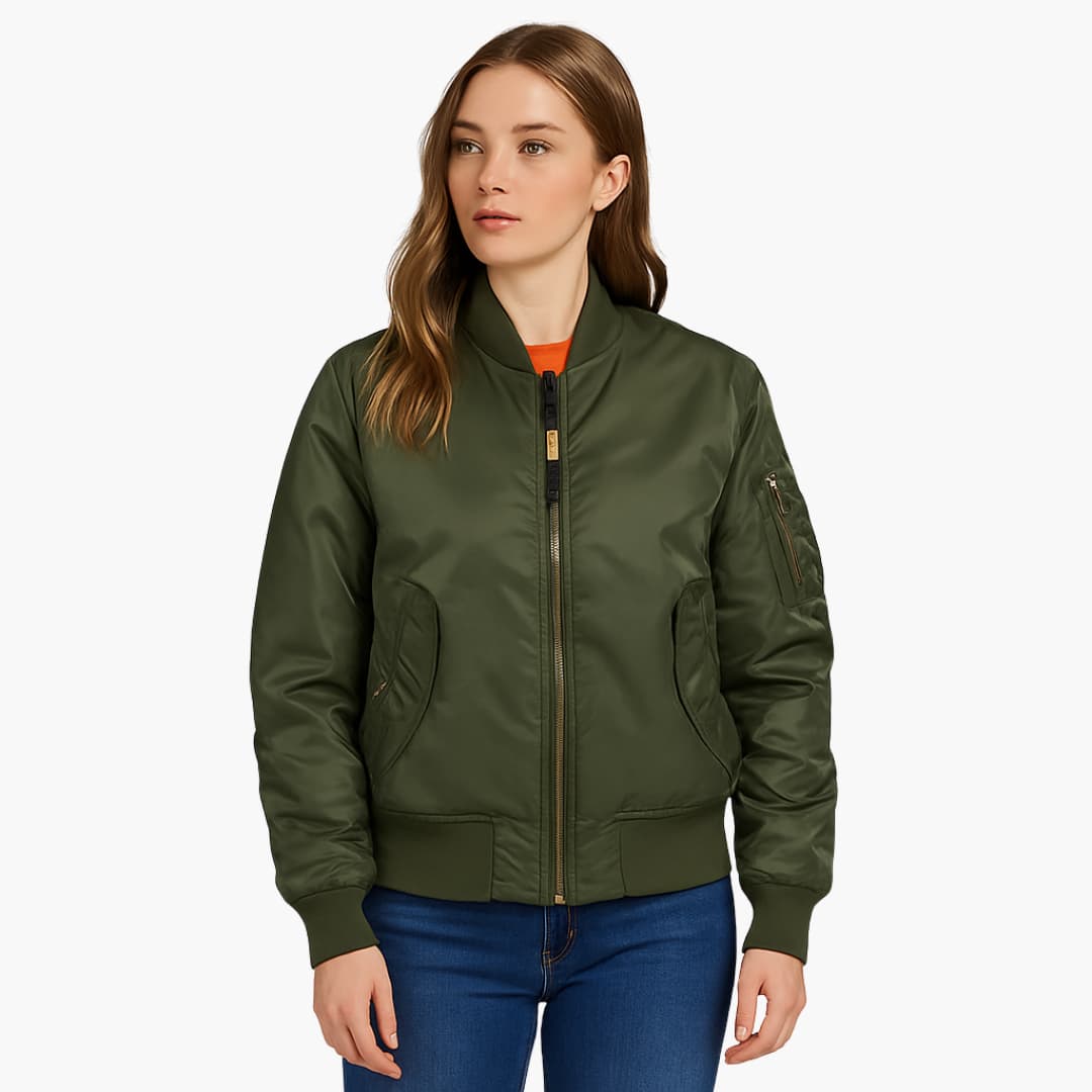 Elarova | Damen-Bomberjacke mit Reißverschluss und geripptem Saum