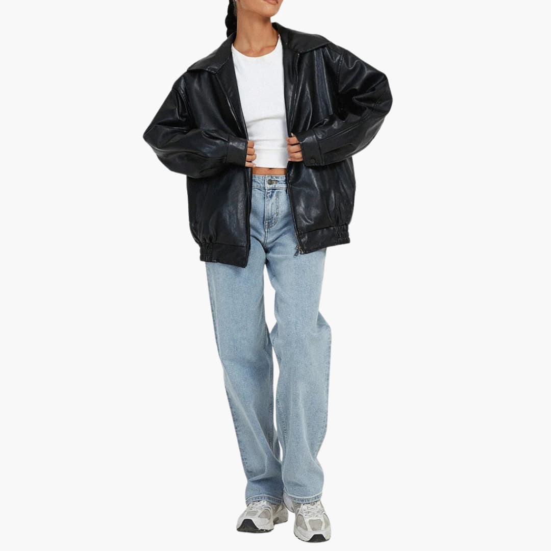 Elarova | Damen-Bomberjacke mit Reißverschluss und langen Ärmeln