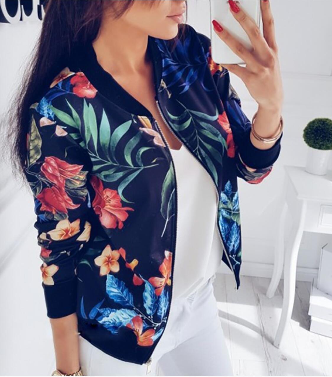 Elarova | Damen Bomberjacke mit floralem Druck und elastischen Bündchen