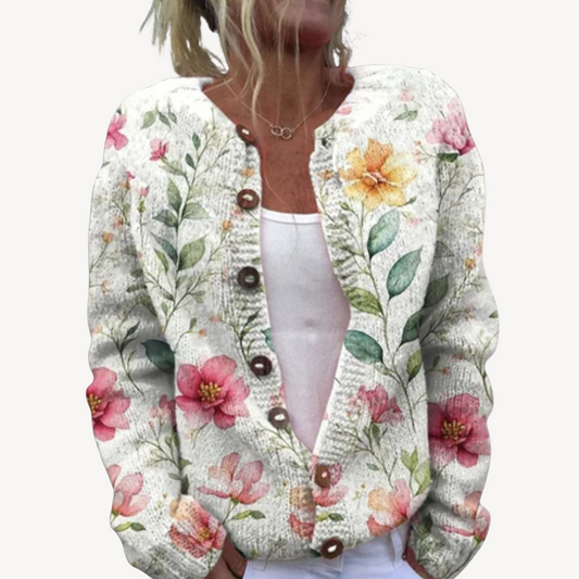Elarova | Damen-Cardigan mit Blumenstickerei