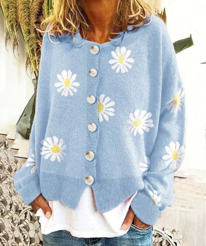 Elarova | Damen-Cardigan mit Gänseblümchen-Design