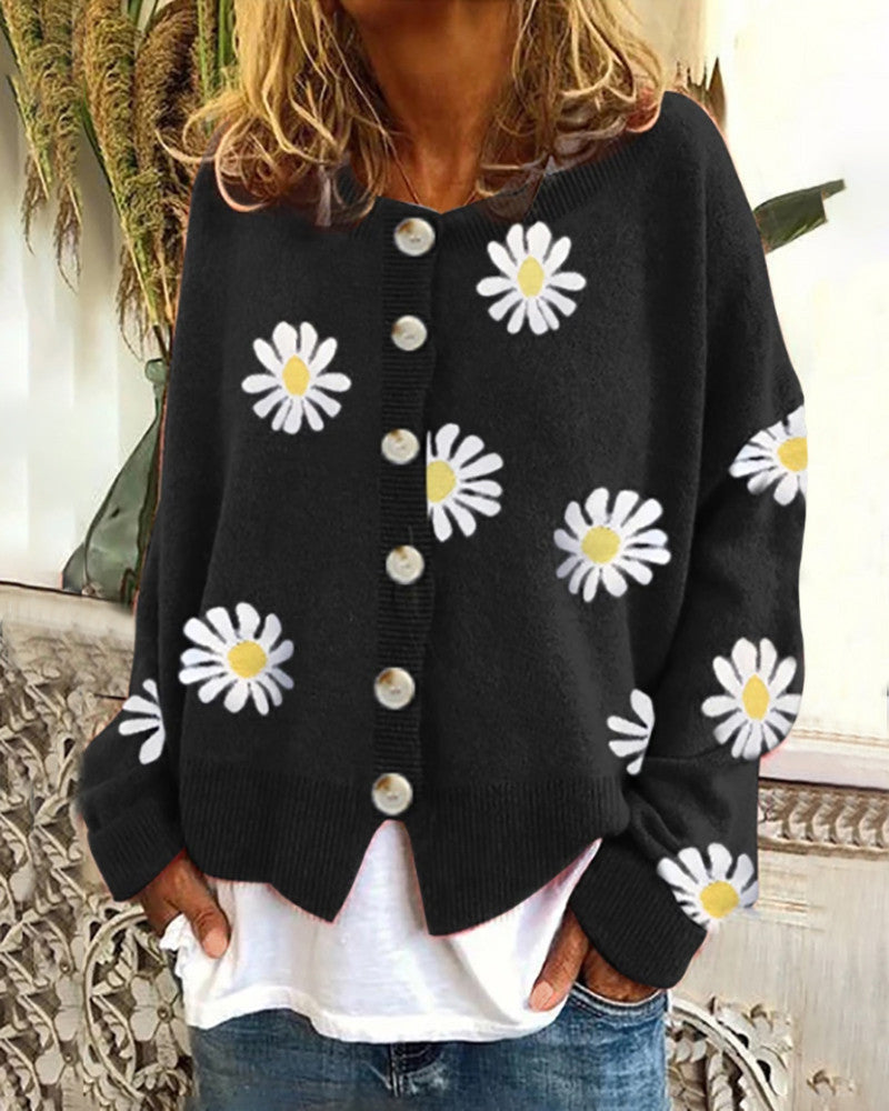 Elarova | Damen-Cardigan mit Gänseblümchen-Design
