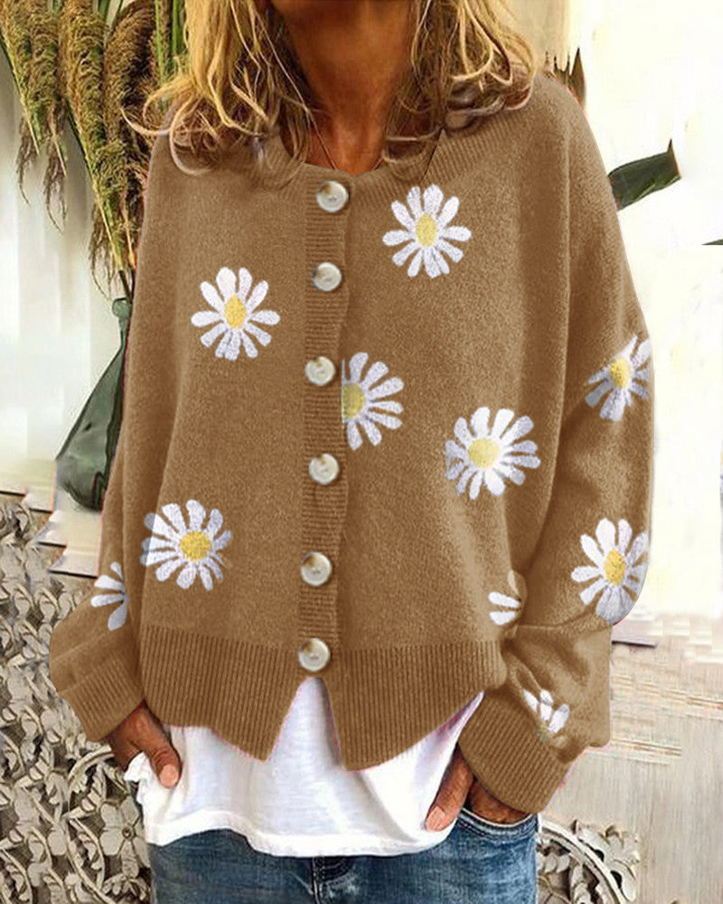 Elarova | Damen-Cardigan mit Gänseblümchen-Design