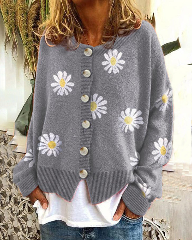 Elarova | Damen-Cardigan mit Gänseblümchen-Design
