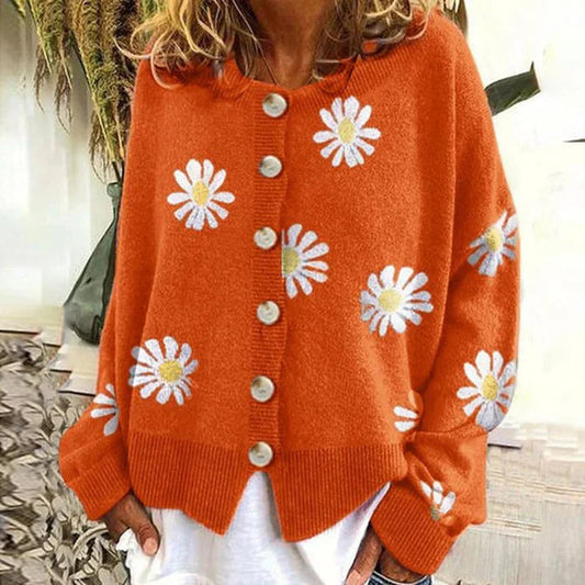Elarova | Damen-Cardigan mit Gänseblümchen-Design
