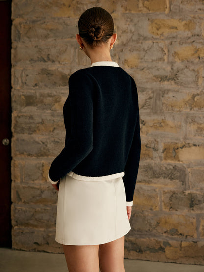 Elarova | Damen-Cardigan mit Kontrastbesatz
