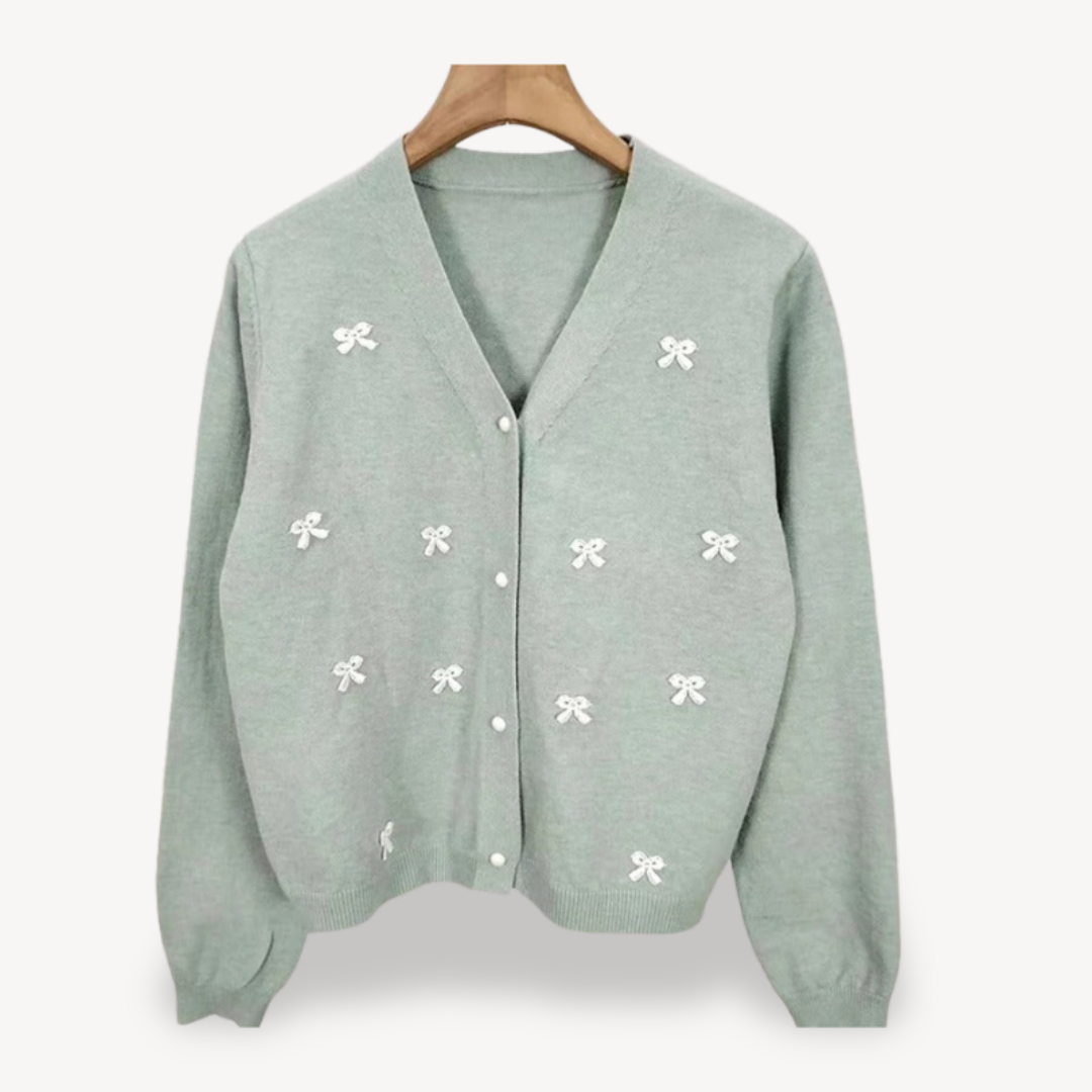 Elarova | Damen-Cardigan mit Schleifendetail und V-Ausschnitt