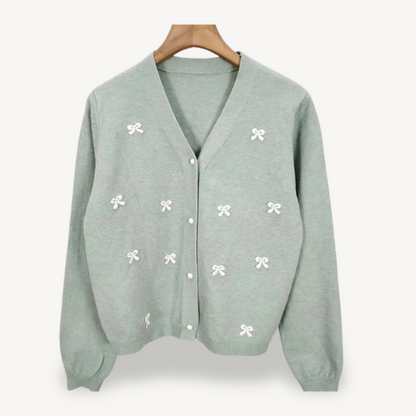 Elarova | Damen-Cardigan mit Schleifendetail und V-Ausschnitt