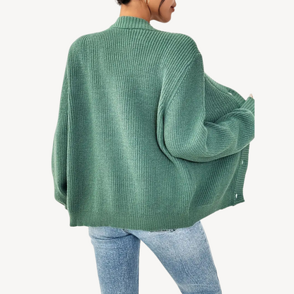 Elarova | Damen-Cardigan mit V-Ausschnitt und überschnittenen Schultern