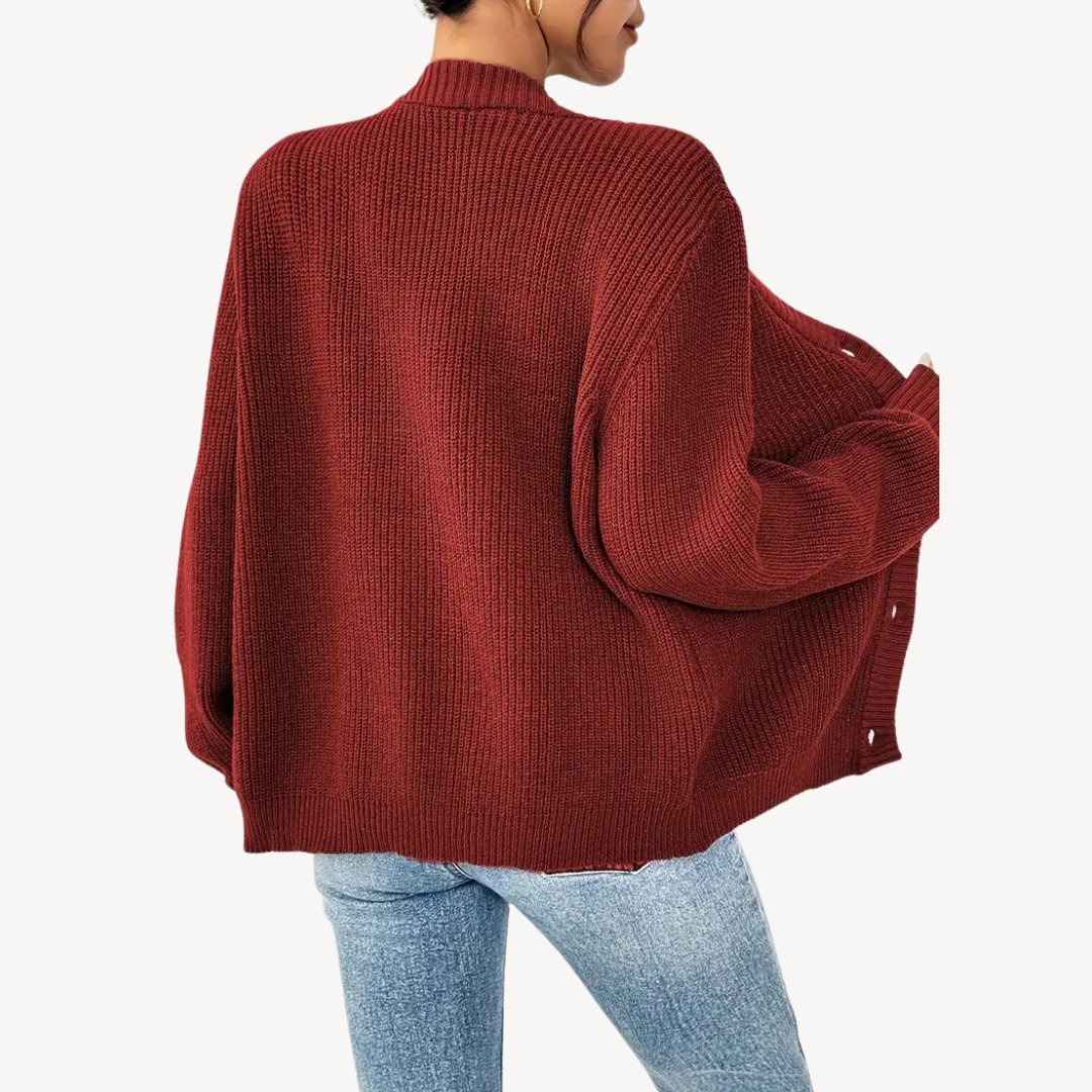 Elarova | Damen-Cardigan mit V-Ausschnitt und überschnittenen Schultern