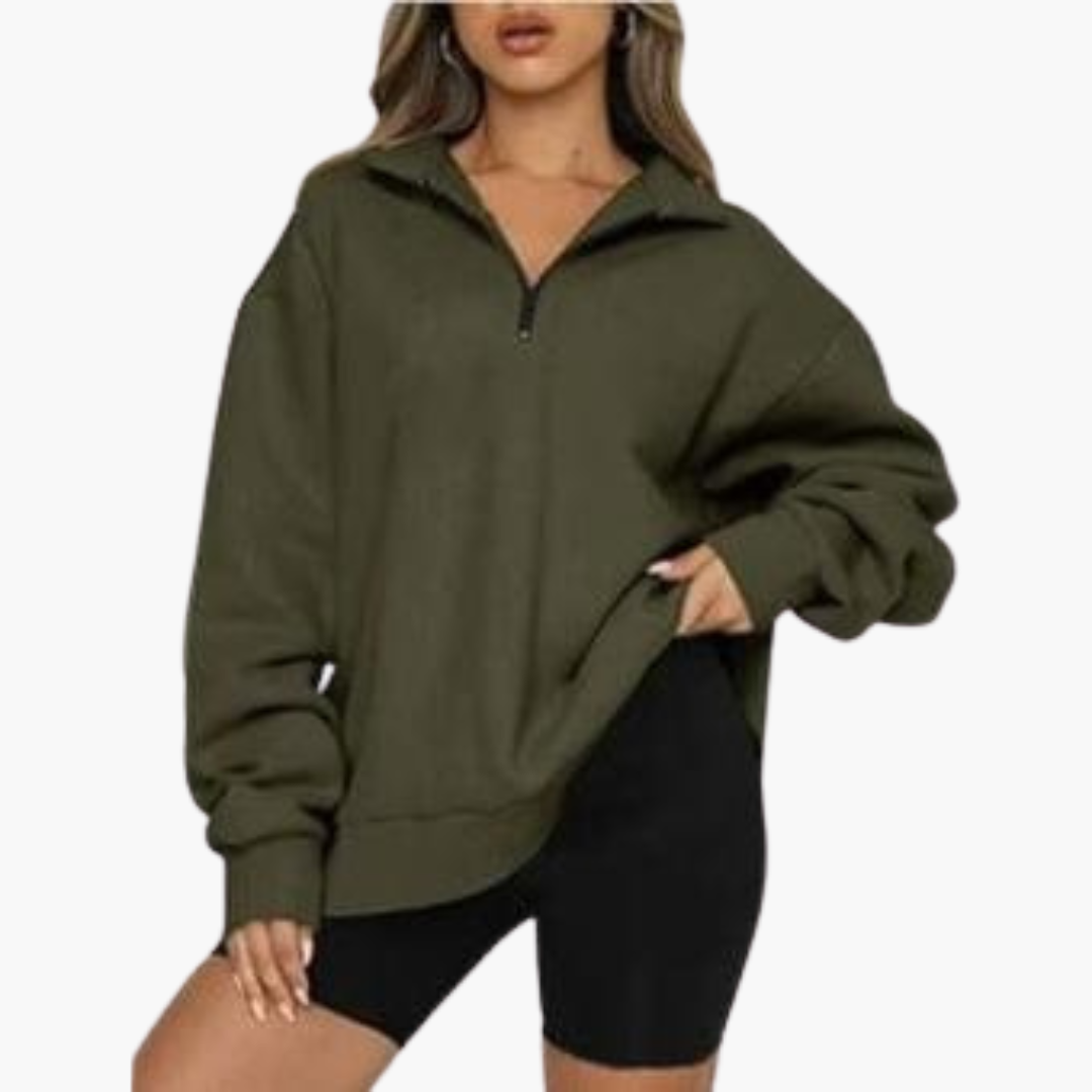 Elarova | Damen Casual Zip-Up Pullover mit Lockerem Schnitt