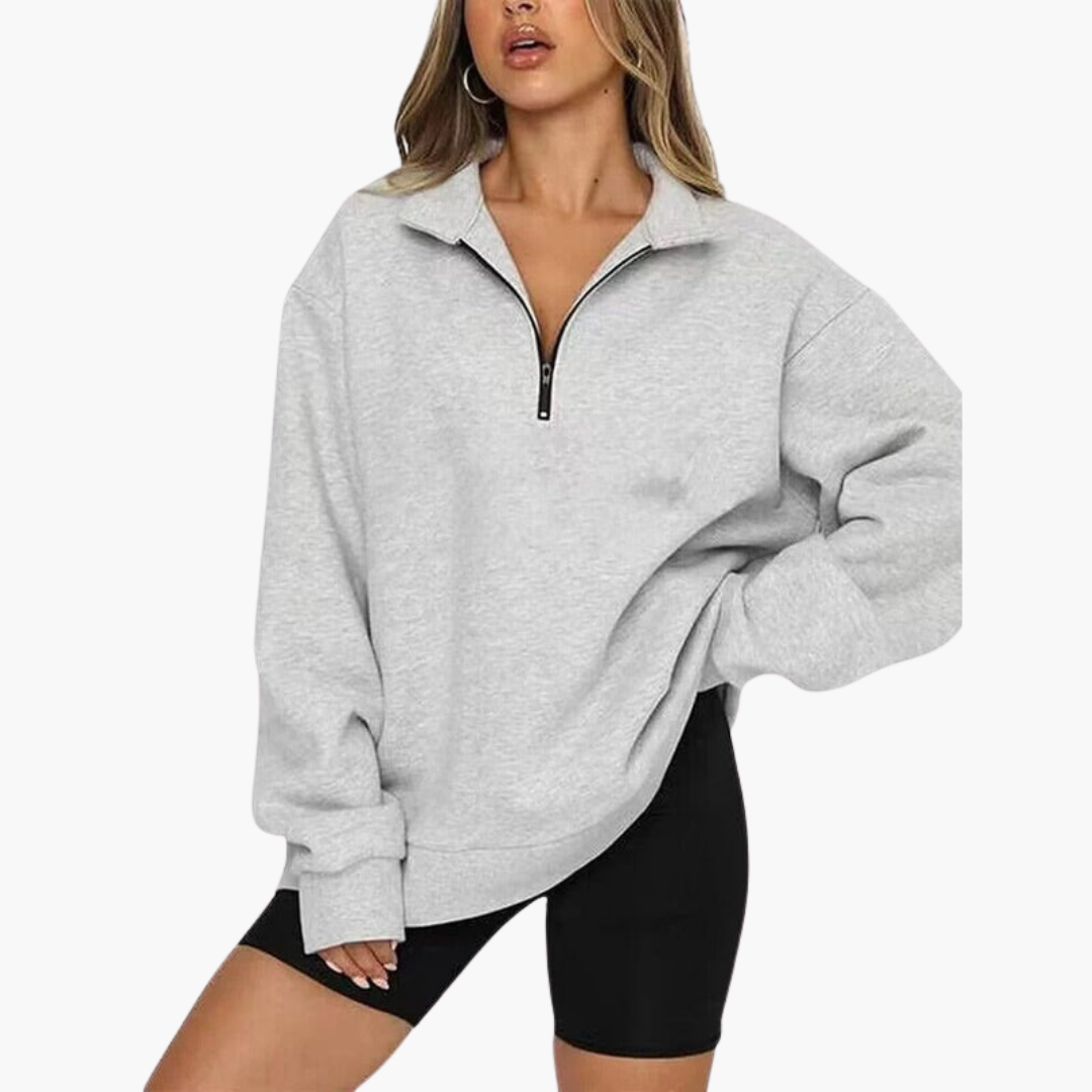 Elarova | Damen Casual Zip-Up Pullover mit Lockerem Schnitt