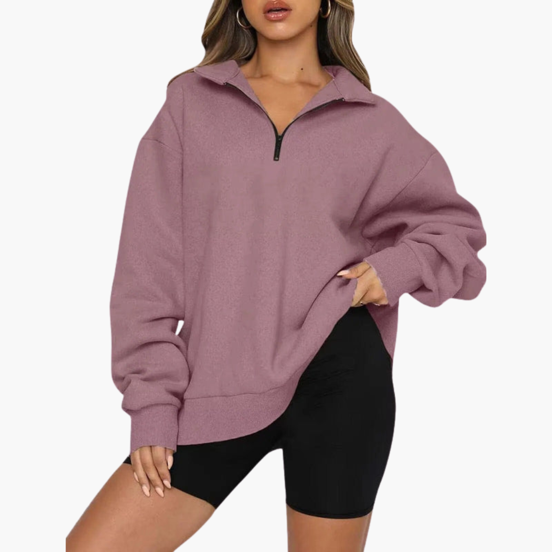 Elarova | Damen Casual Zip-Up Pullover mit Lockerem Schnitt