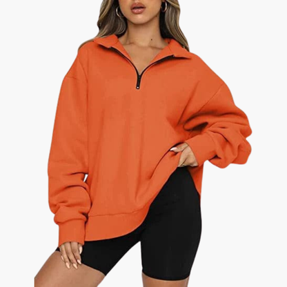 Elarova | Damen Casual Zip-Up Pullover mit Lockerem Schnitt