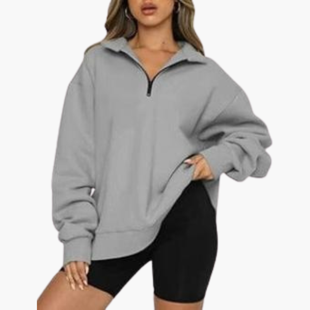 Elarova | Damen Casual Zip-Up Pullover mit Lockerem Schnitt