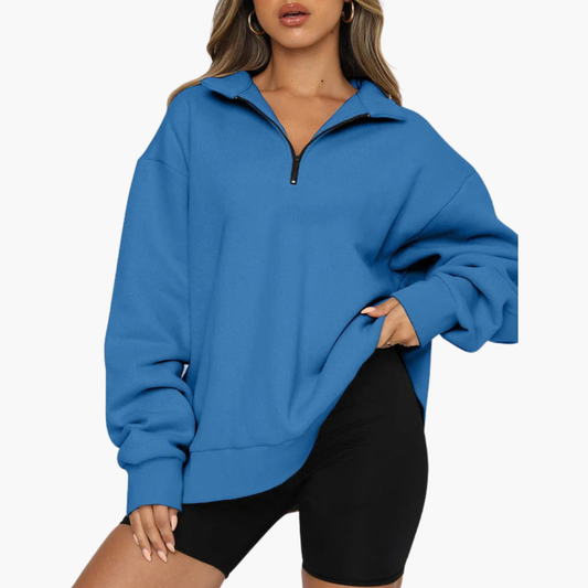 Elarova | Damen Casual Zip-Up Pullover mit Lockerem Schnitt