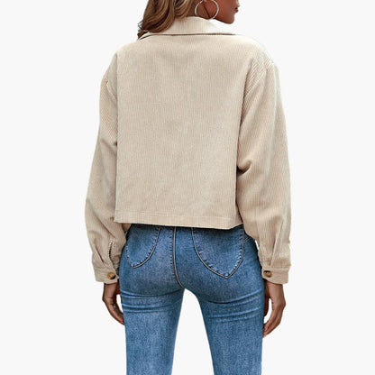 Elarova | Damen Cordjacke mit Reverskragen und Knopfverschluss