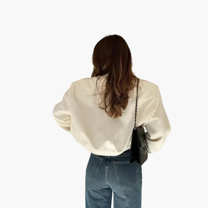 Elarova | Damen Cropped Jacke mit Druckknöpfen und Klappentaschen