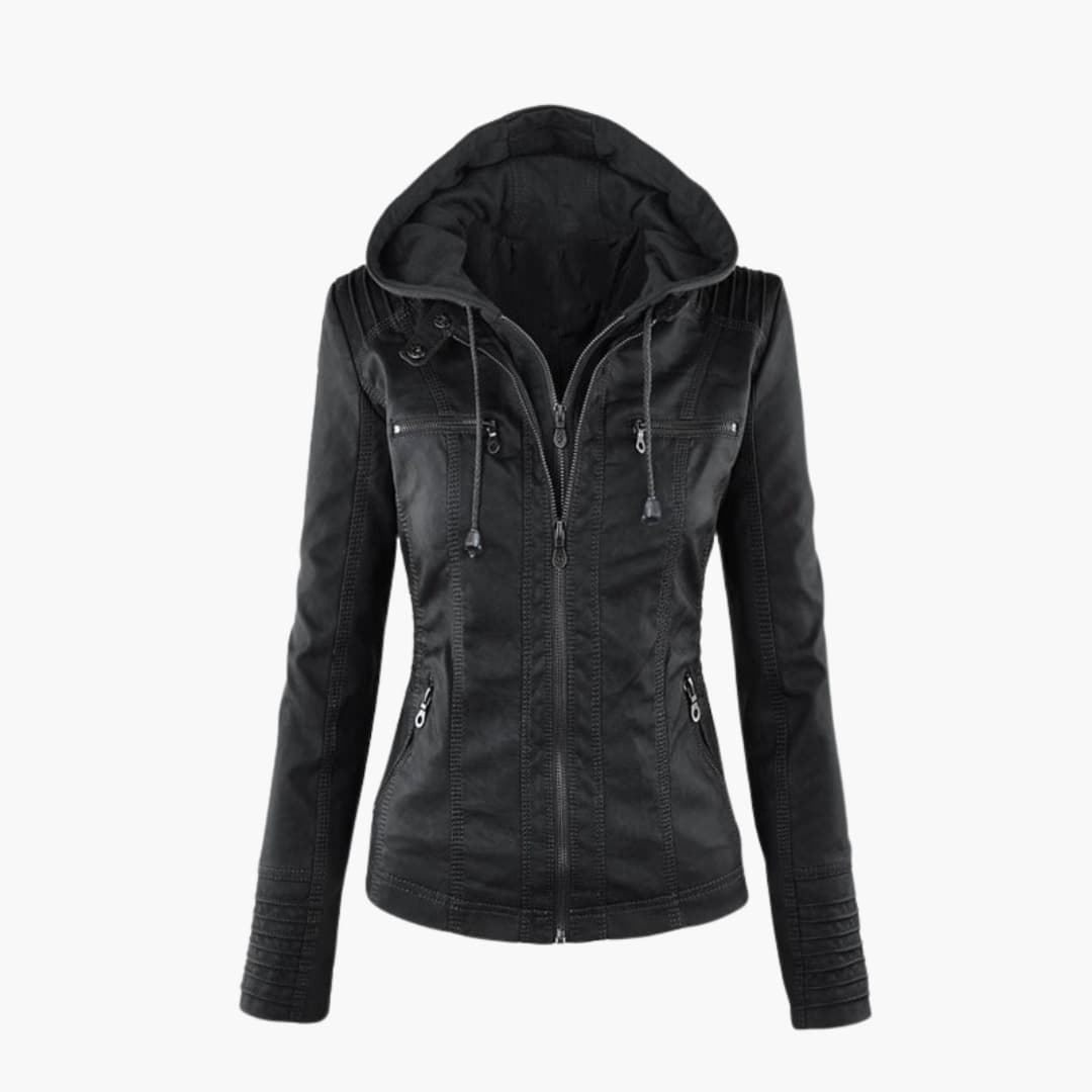 Elarova | Damen-Cropped-Jacke mit Spitzkragen, vorderem Knopfverschluss, Klappentaschen und langen Ärmeln