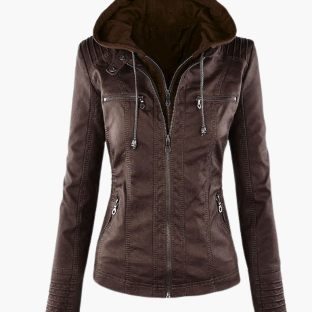 Elarova | Damen-Cropped-Jacke mit Spitzkragen, vorderem Knopfverschluss, Klappentaschen und langen Ärmeln