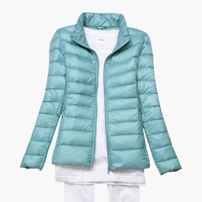 Elarova | Damen Daunenjacke mit Kapuze und elastischen Bündchen