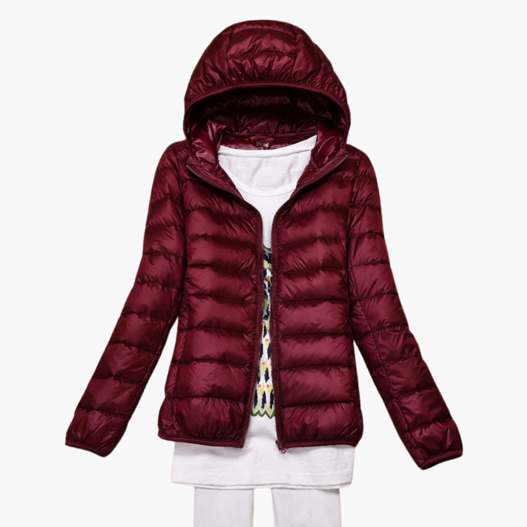 Elarova | Damen Daunenjacke mit Kapuze und elastischen Bündchen