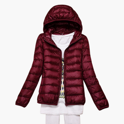 Elarova | Damen Daunenjacke mit Kapuze und elastischen Bündchen