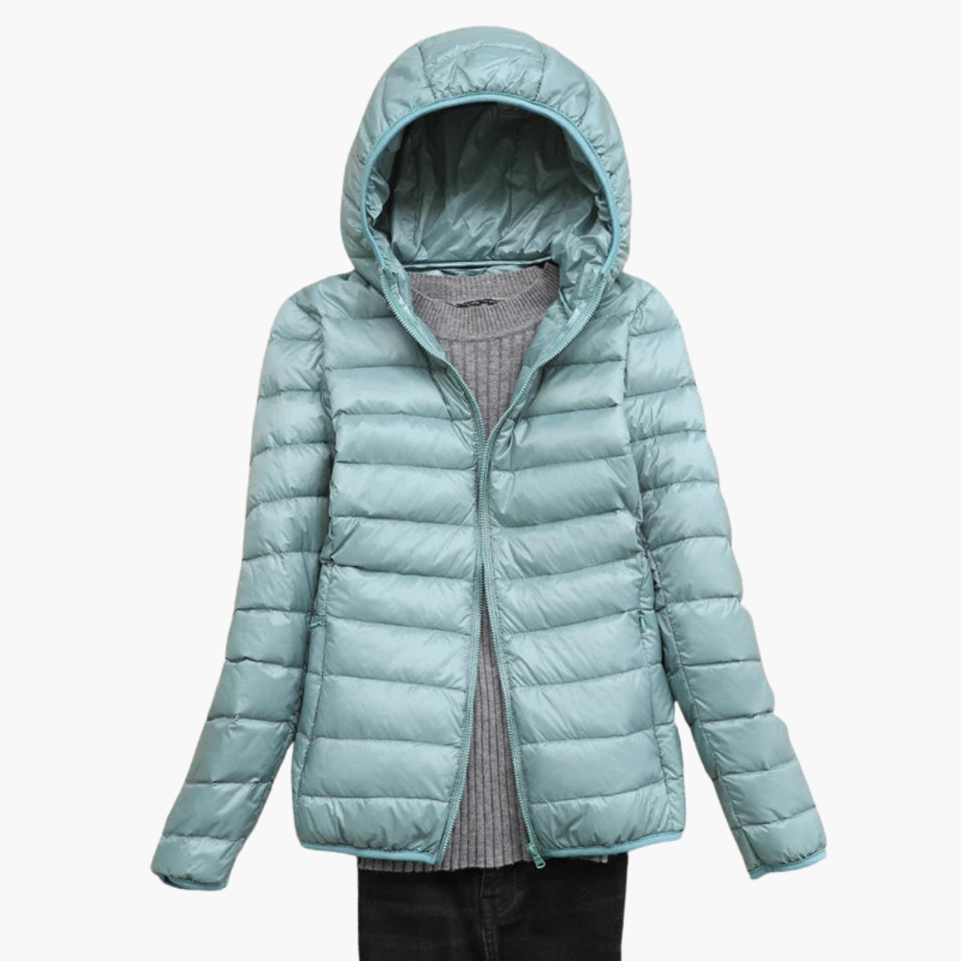 Elarova | Damen Daunenjacke mit Kapuze und elastischen Bündchen