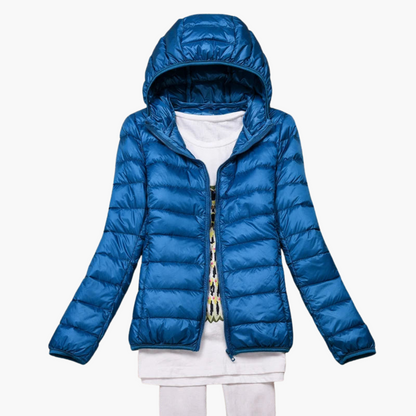 Elarova | Damen Daunenjacke mit Kapuze und elastischen Bündchen