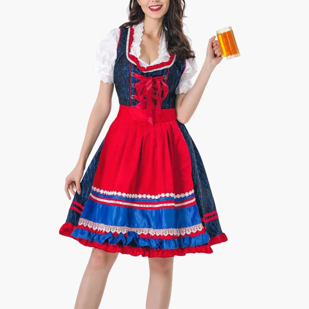 Elarova | Damen Dirndl Kleid mit Schnürung und Schürze | Oktoberfest 2025