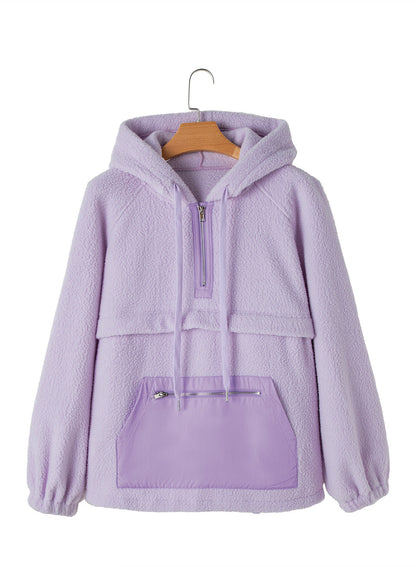 Elarova | Damen FleecePullover mit hohem Kragen und praktischer Fronttasche