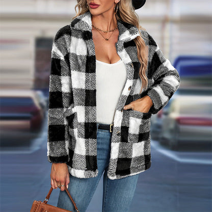 Elarova | Damen Fleecepullover im Karodesign