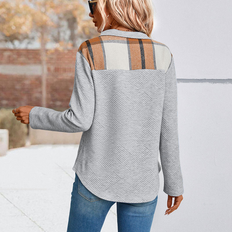 Elarova | Damen Freizeitpullover mit modischem Steppdesign und praktischen Knopfdetails