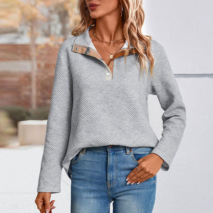 Elarova | Damen Freizeitpullover mit modischem Steppdesign und praktischen Knopfdetails