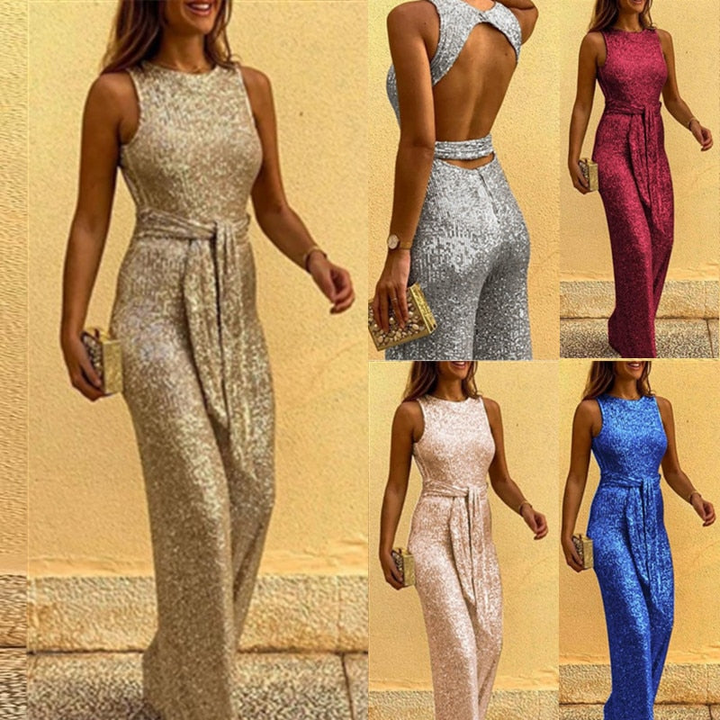 Elarova | Damen Glitzer Jumpsuit