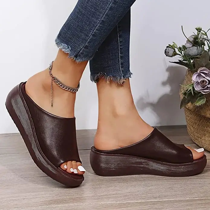 Elarova | Damen Hausschuhe mit Ledersohle