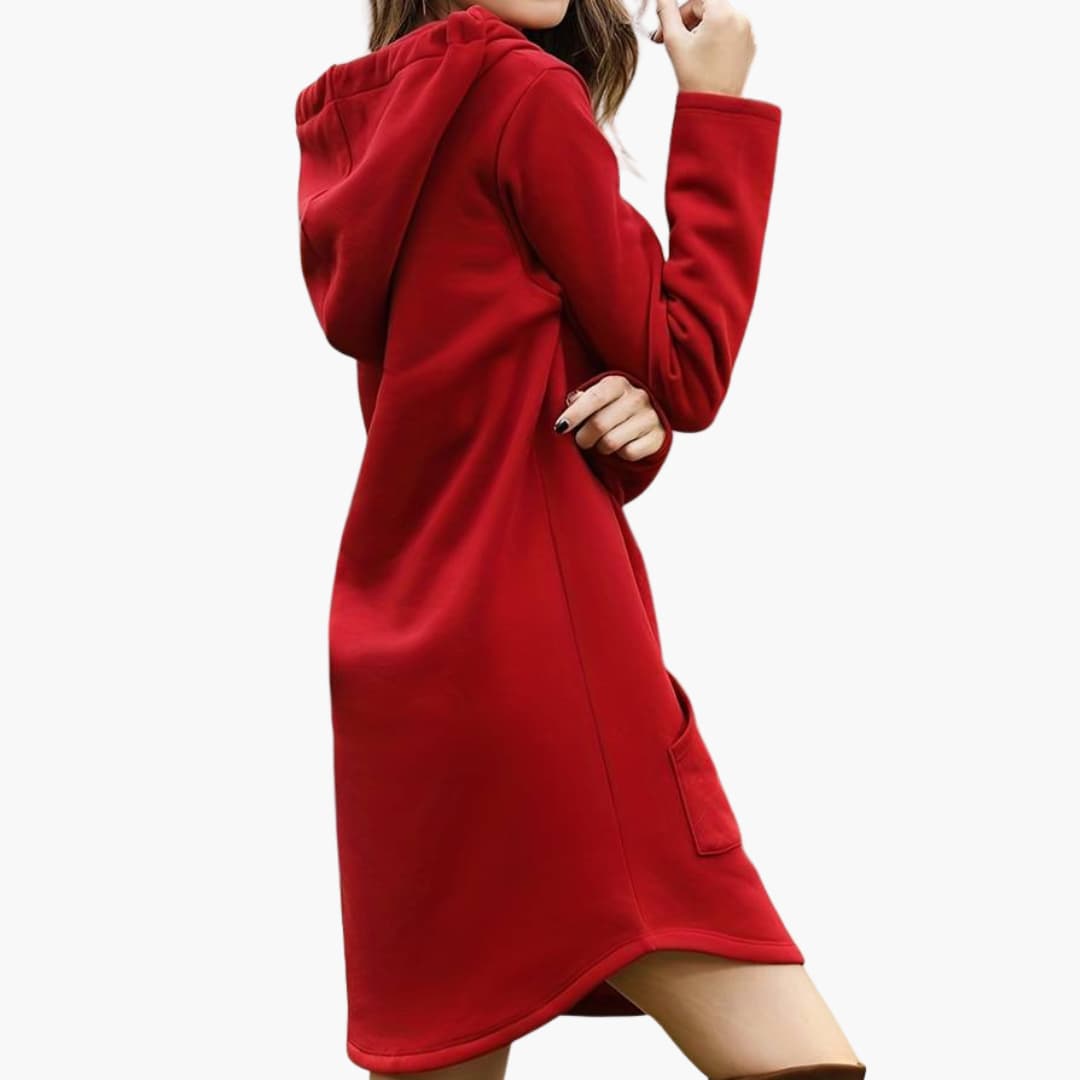 Elarova | Damen Hoodie-Kleid mit Kordelzugkapuze und Fronttasche