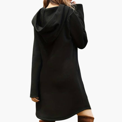 Elarova | Damen Hoodie-Kleid mit Kordelzugkapuze und Fronttasche