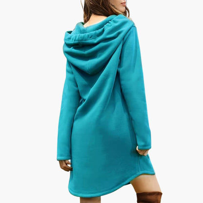 Elarova | Damen Hoodie-Kleid mit Kordelzugkapuze und Fronttasche