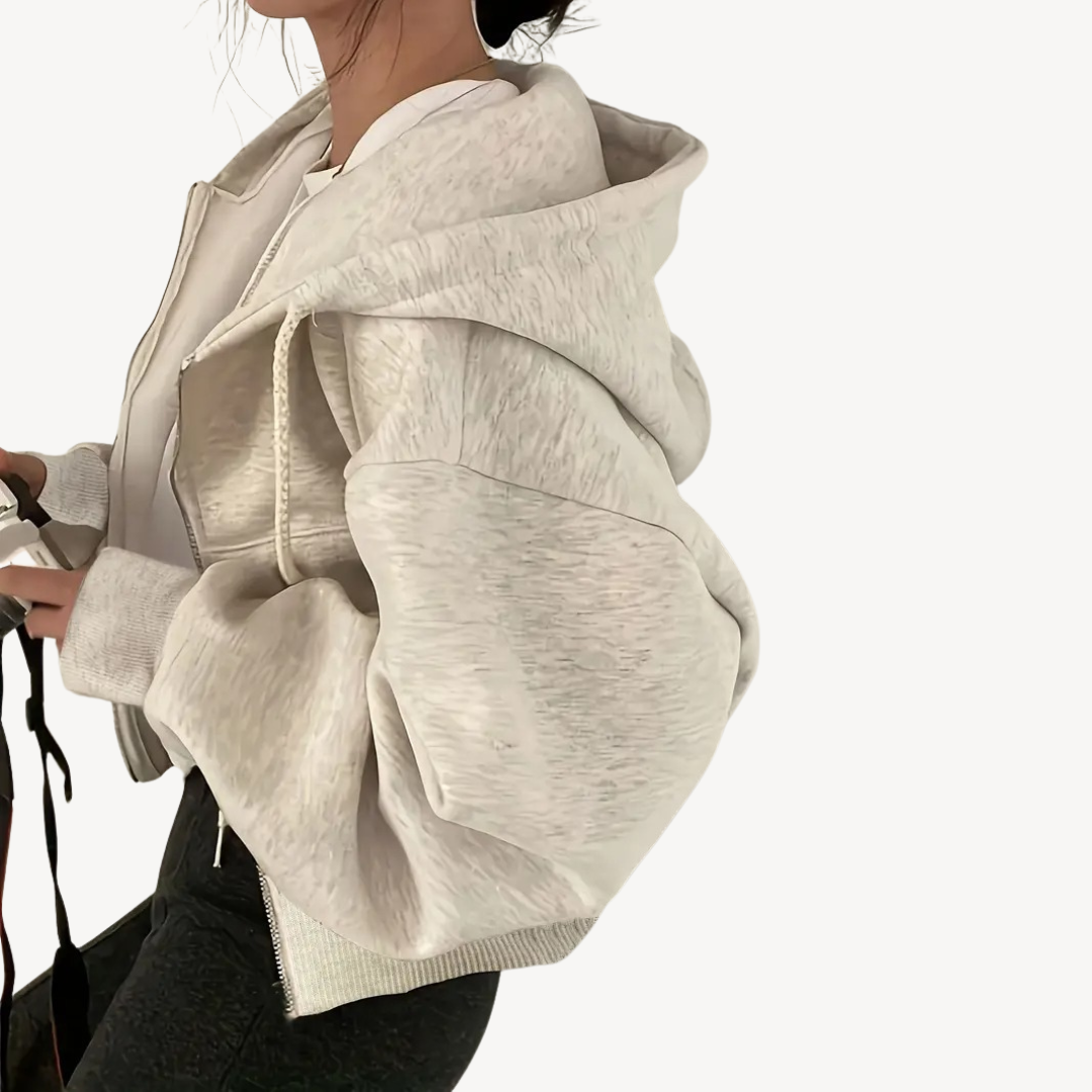 Elarova | Damen-Hoodie aus Baumwolle mit Doppelreißverschluss