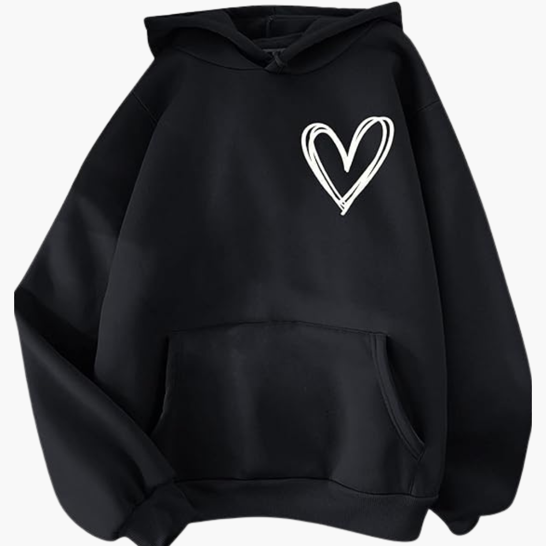 Elarova | Damen Hoodie mit Kapuze und Herzmotiv