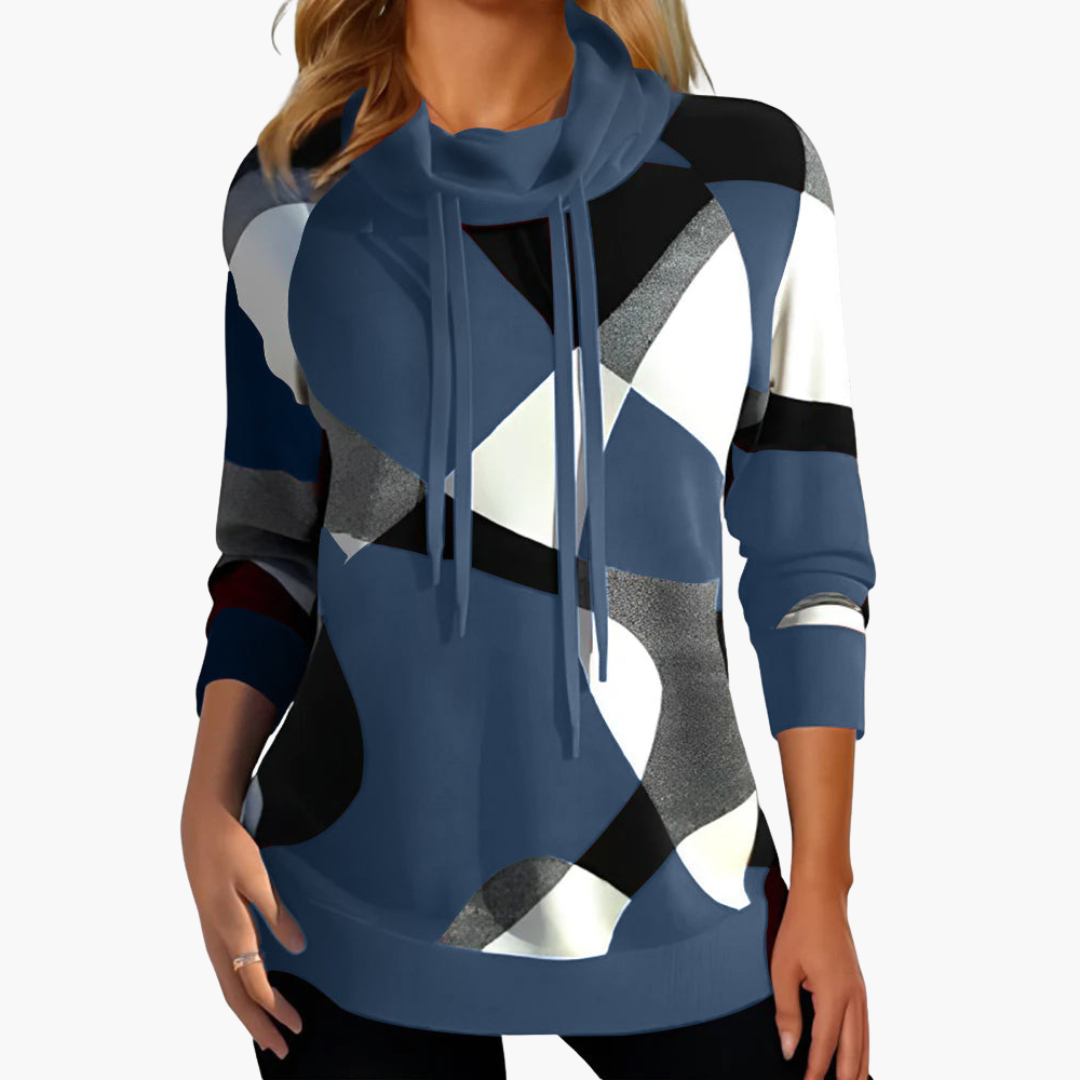 Elarova | Damen Hoodie mit Kapuze und geometrischem Muster