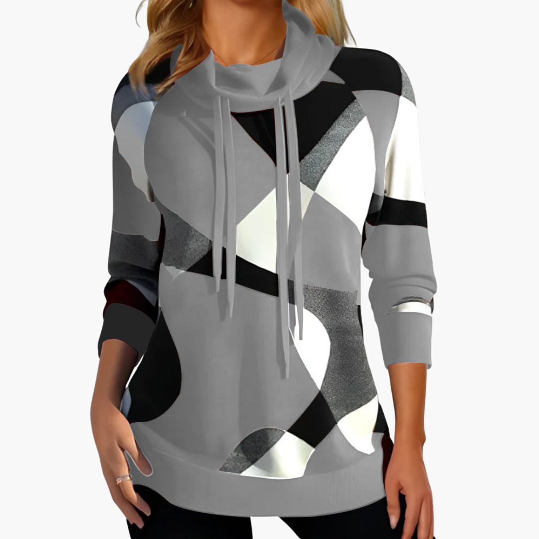 Elarova | Damen Hoodie mit Kapuze und geometrischem Muster
