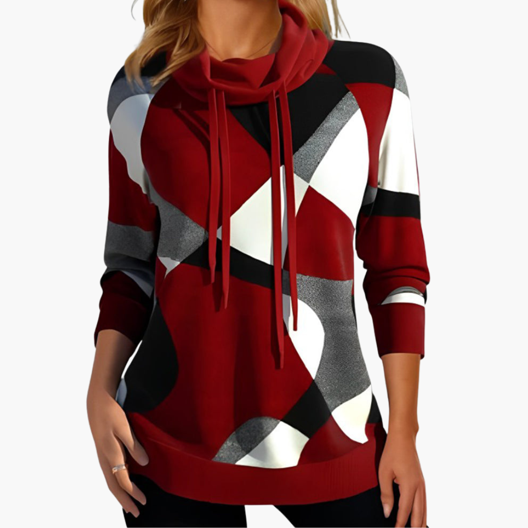 Elarova | Damen Hoodie mit Kapuze und geometrischem Muster