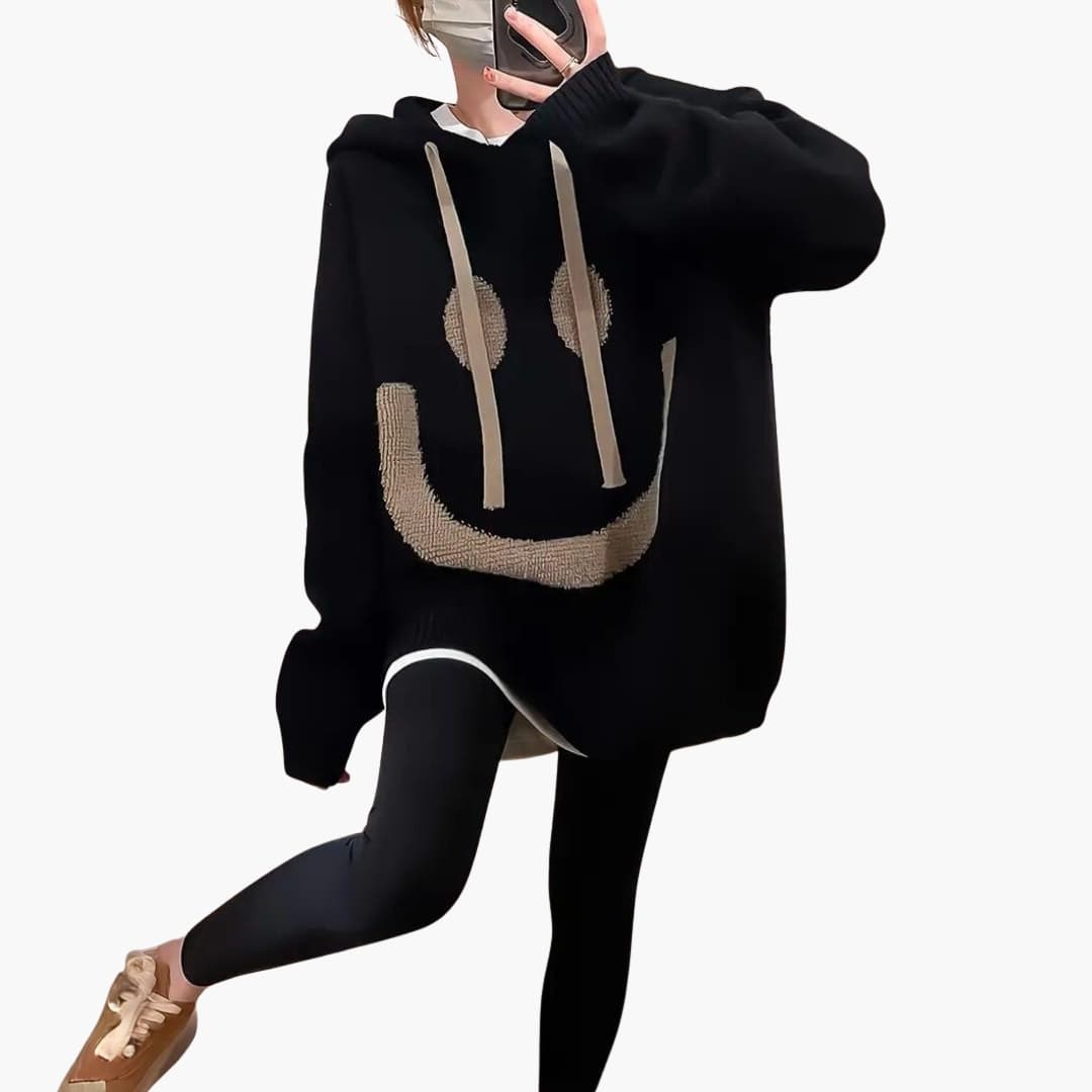 Elarova | Damen Hoodie mit Smiley Print