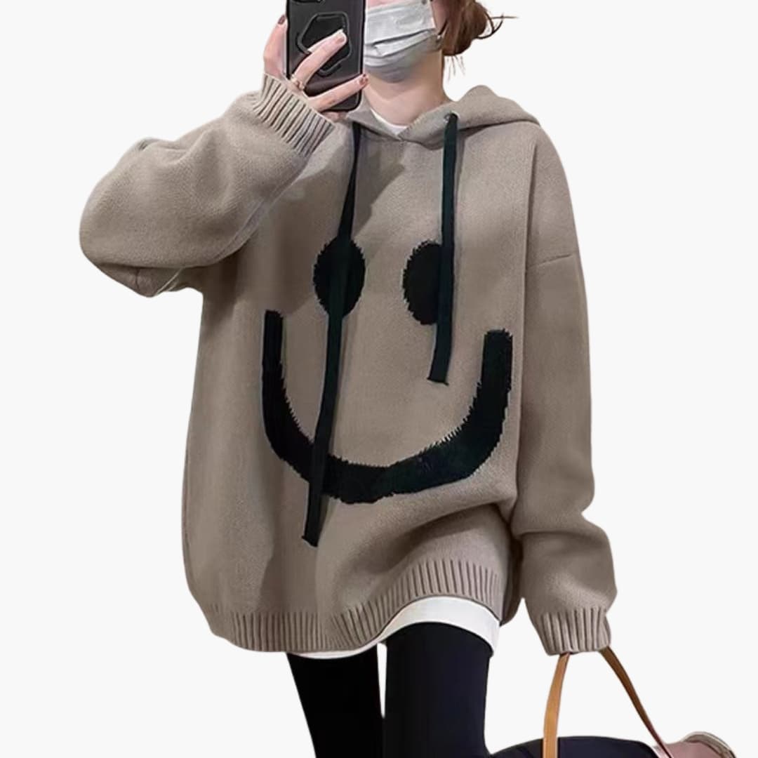 Elarova | Damen Hoodie mit Smiley Print